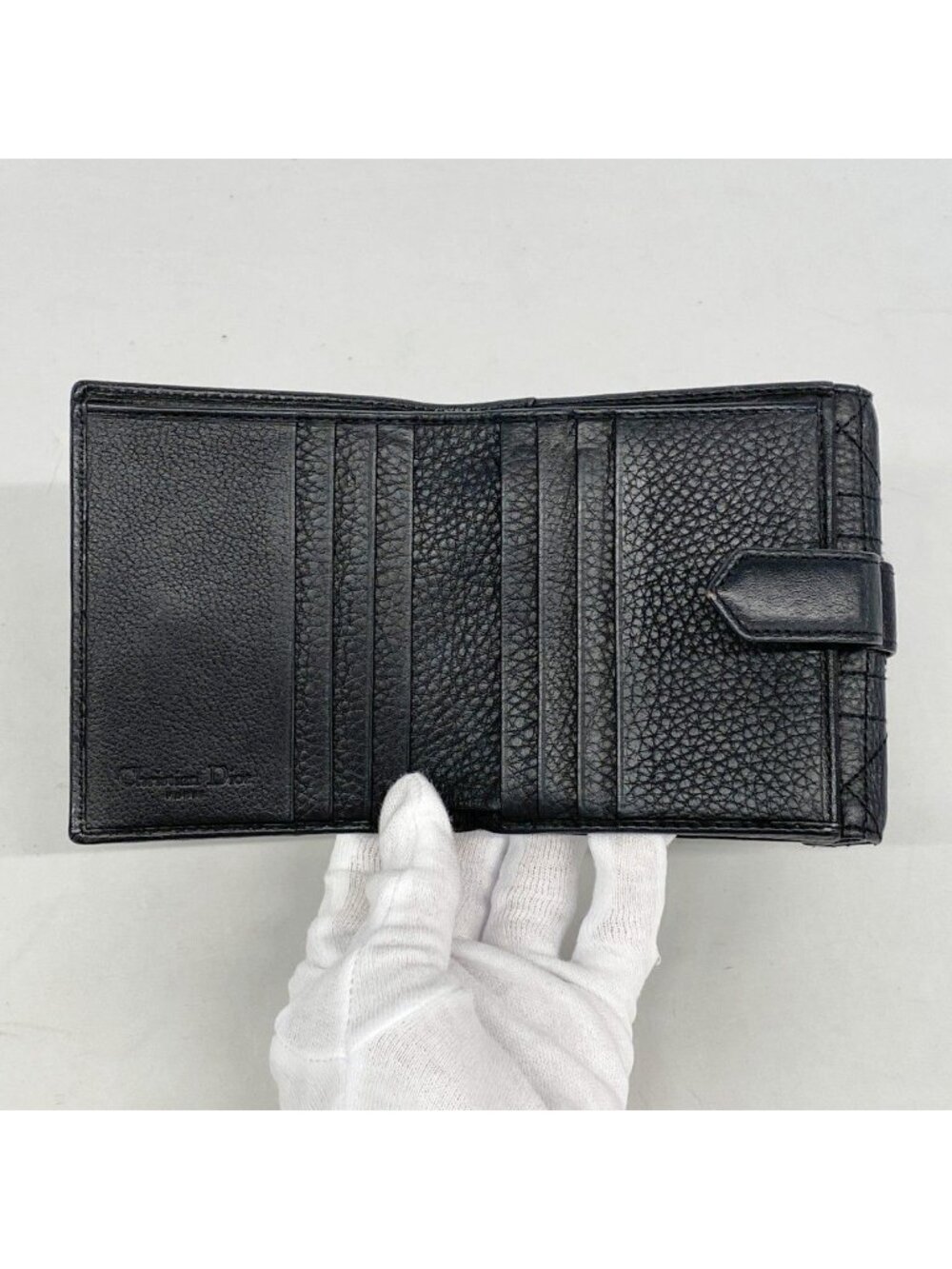 Dior Wallet Cannage Leather Black Silver - Picture 3 of 8